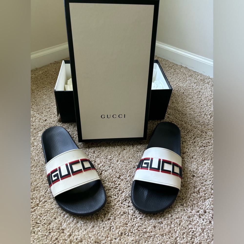 Men’s Gucci St. Nastro Sport Slides Sandals